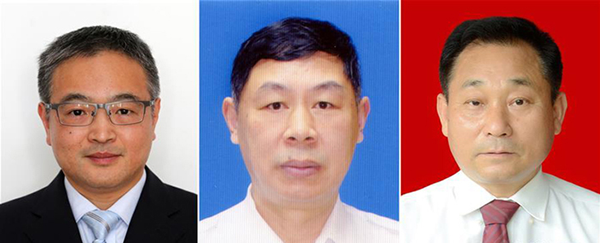 图为黄群、宋月才、姜开斌三位同道的肖像（由左至右）。